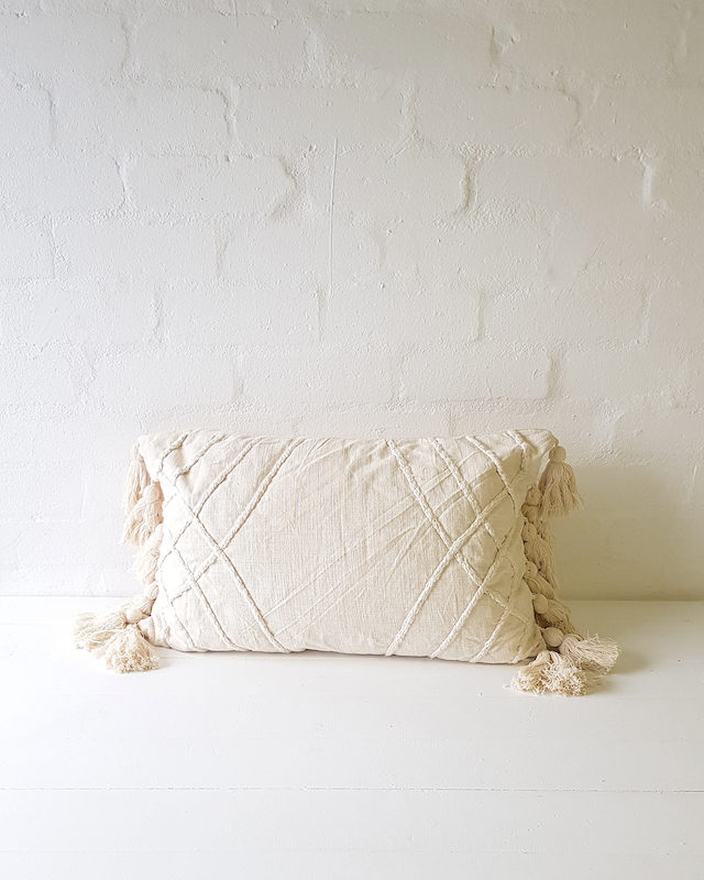 Boho Tassel Scatter Pillow - Ivory